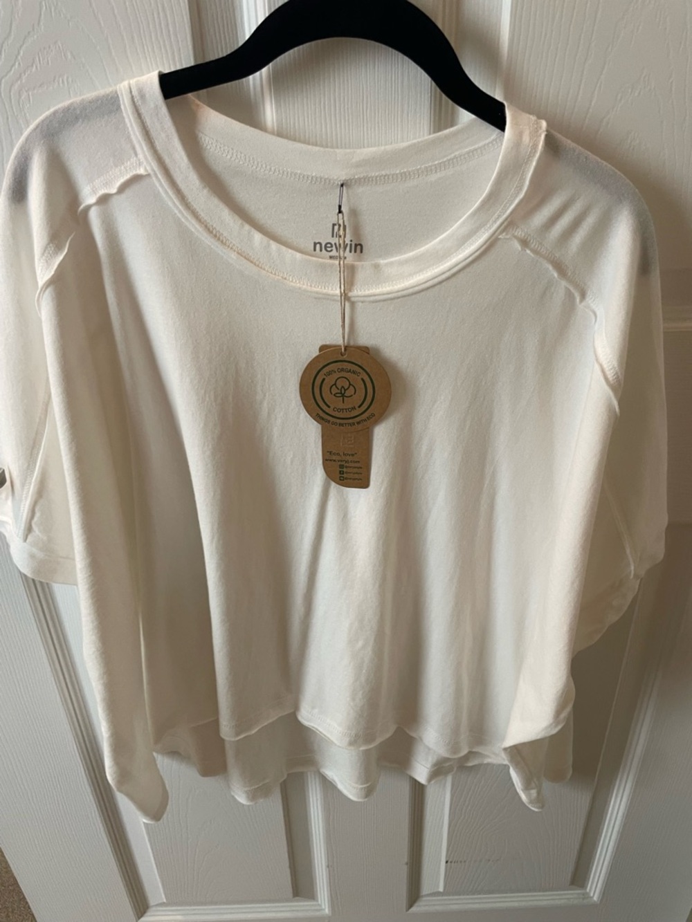 Ladies Organic cotton Oversized White Crewneck top